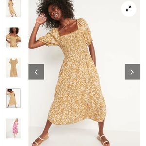 Old Navy Puff Sleeve Smocked Midi Dress